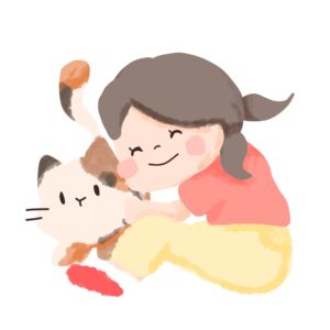 猫と女の子のイラスト